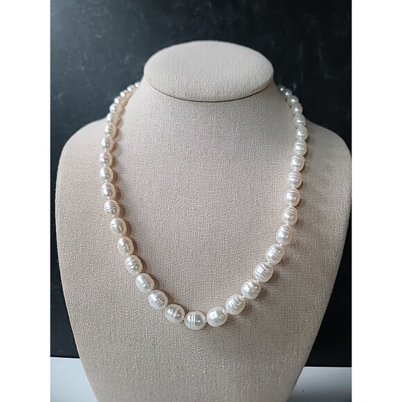 925 Sterling Silver Pearl Beaded Adjustable Necklace Vintage - Picture 2 of 10